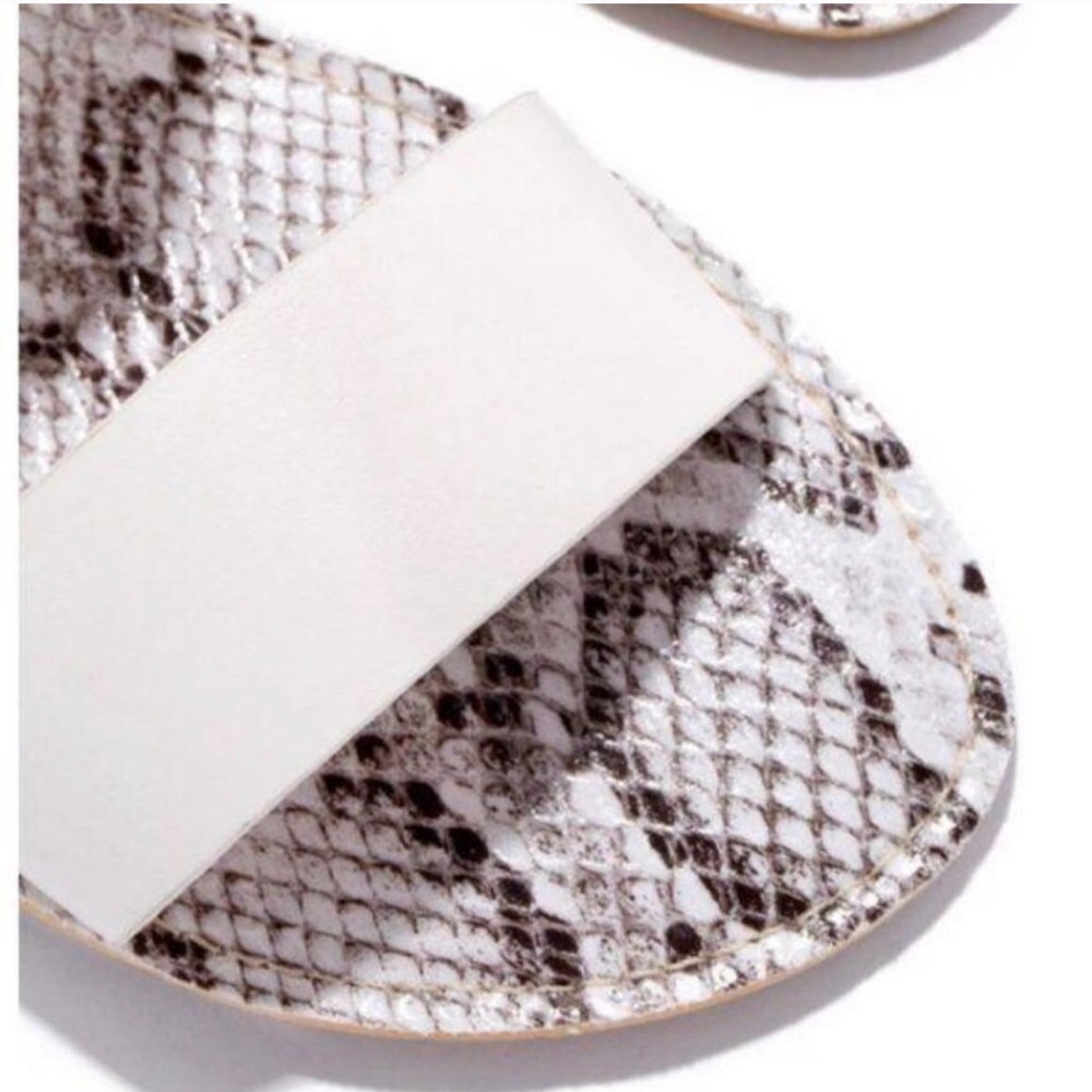 Double strap off white and snake print sandals - Picture 4 of 4